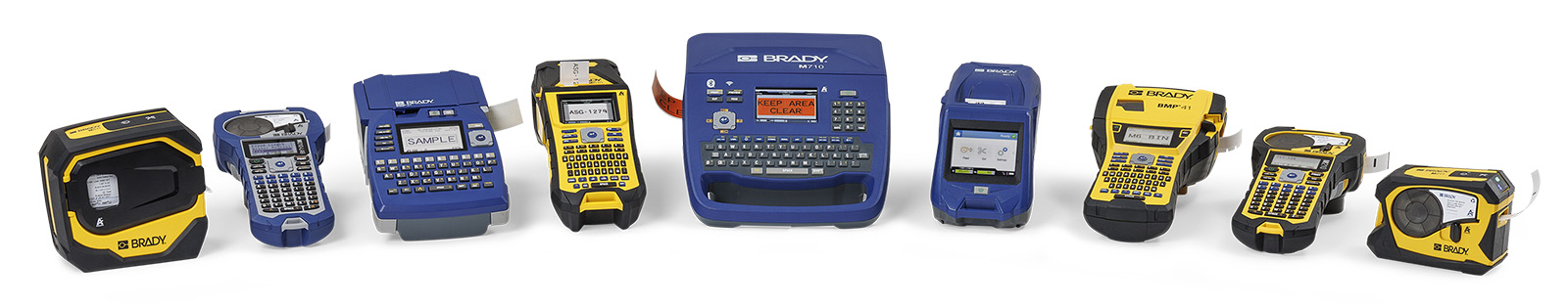 La oferta de impresoras portátiles Brady: M210-LAB, M211, BMP51, M610, M710, BMP41, M611, y M210.